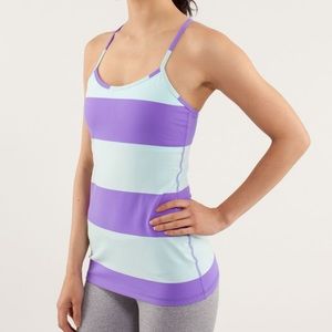 NWT Lululemon Power Y Tank Purple Turquoise Stripe